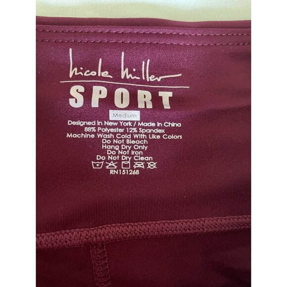 Nicole Miller Sport Women's Leggings Size Medium Wine Pockets New $68 - Picture 7 of 11